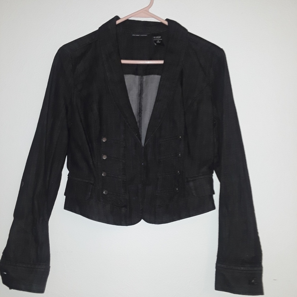 Woman's black denim blazer